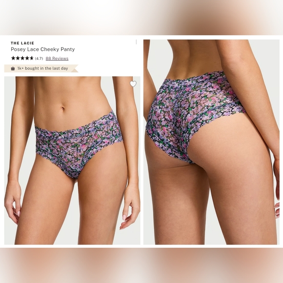 Victoria's Secret The Lacie Posey Floral Lace Cheeky Panty MEDIUM - Picture 1 of 9